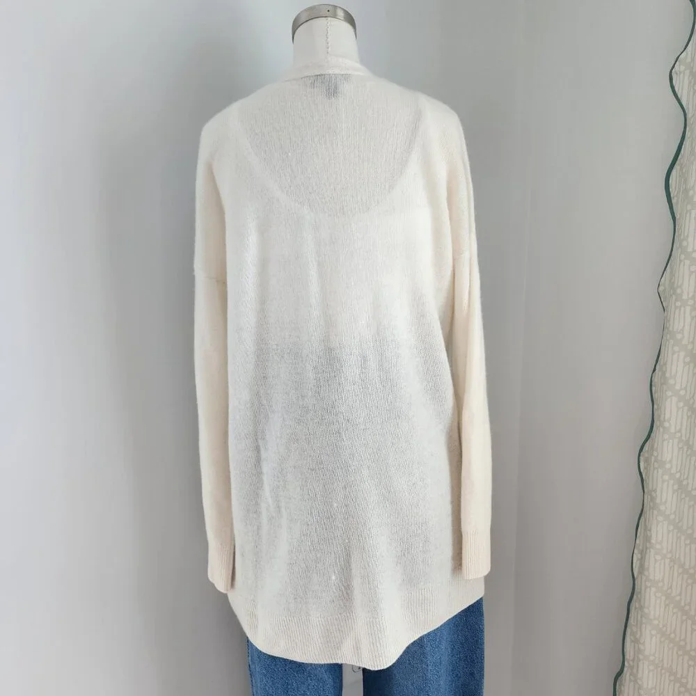 Saks Fifth Avenue 100% Cashmere Cream Cardigan Size: Medium - Picture 7 of 15